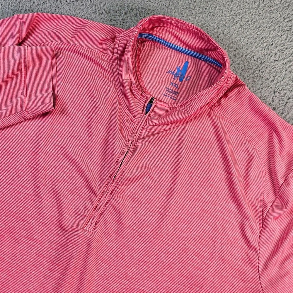 Johnnie-O Mens 2XL Pink Striped 1/4 Zip Harrison Lake CC Golf Pullover